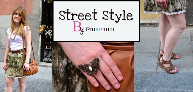 Street Style by Primeriti: Falda corta estampada y complementos de cuero