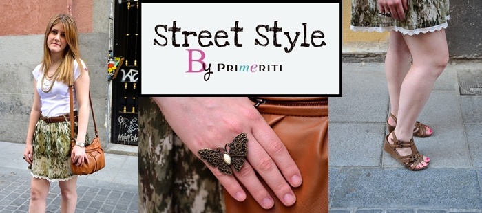 Street Style by Primeriti: Falda corta estampada y complementos de cuero