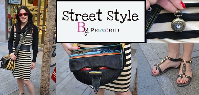 Street Style by Primeriti: Vestido de rayas y bolso carriel