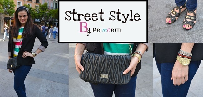 Street Style by Primeriti: Camiseta de rayas, blazer y vaqueros pitillo