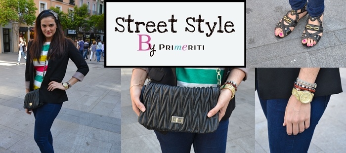 Street Style by Primeriti: Camiseta de rayas, blazer y vaqueros pitillo
