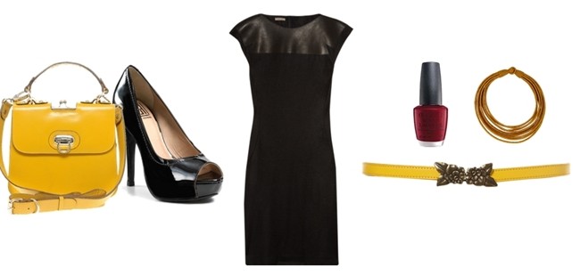 Tu estilista: Vestido negro + complementos mostaza