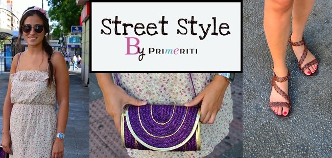 Street Style by Primeriti: Vestido liberty y clutch de rafia