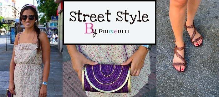 Street Style by Primeriti: Vestido liberty y clutch de rafia