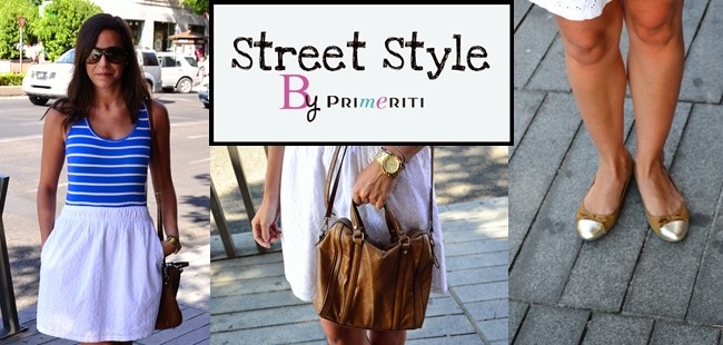 Street Style by Primeriti: Falda blanca evasé y rayas marineras