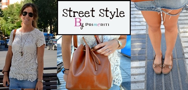 Street Style by Primeriti: Camiseta de croché + falda denim