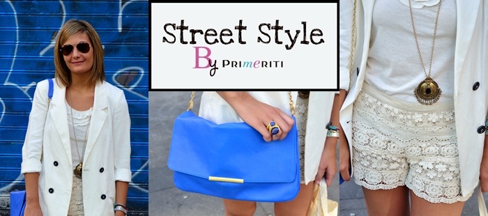 Street Style by Primeriti: Blazer blanca y shorts de croché