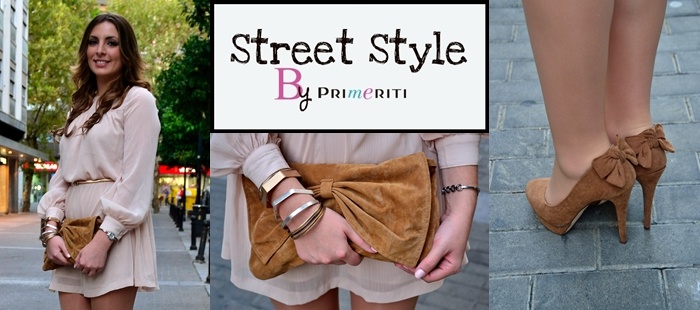 Street Style by Primeriti: Vestido nude + lazos camel