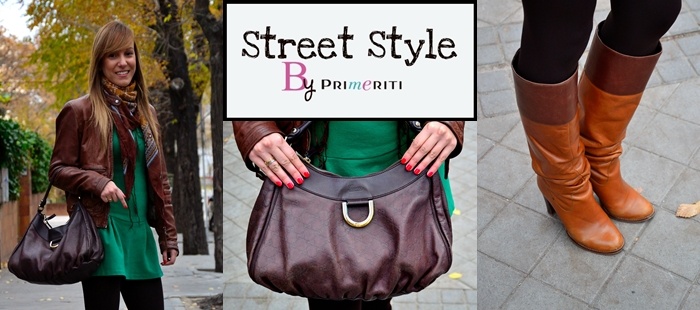 Street Style by Primeriti: Vestido verde + cazadora de cuero