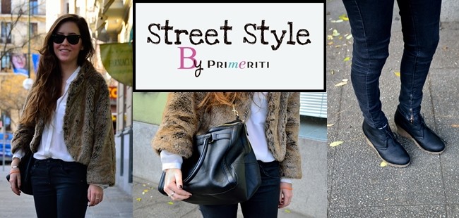 Street Style by Primeriti: Abrigo de pelo + pantalones pitillo