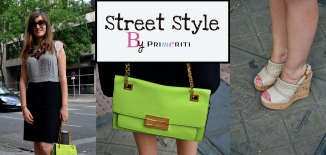 Street Style by Primeriti: Falda recta y bolso flúor