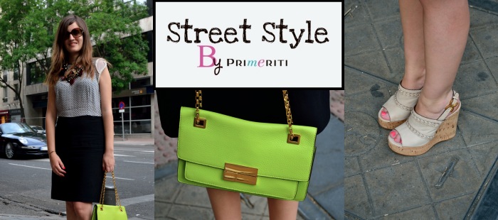Street Style by Primeriti: Falda recta y bolso flúor