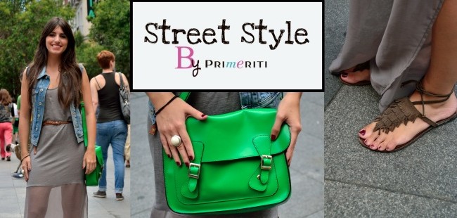 Street Style by Primeriti: Maxivestido transparente y chaleco vaquero