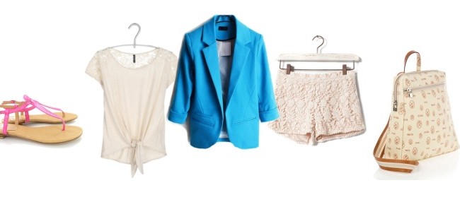 Tu estilista: Blazer azul y shorts de croché
