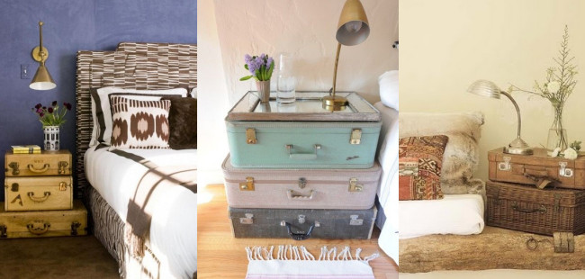 Decoideas: Maletas convertidas en mesillas de noche