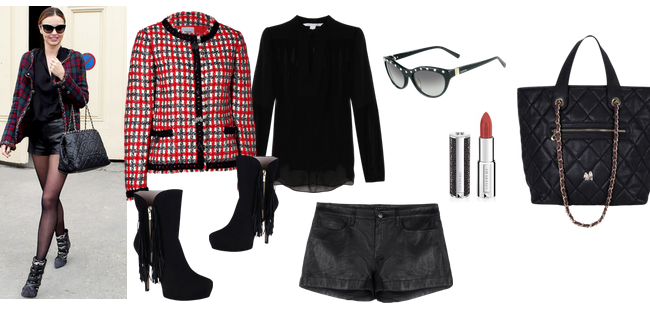 Copia el look: chaqueta de cuadros y shorts de cuero