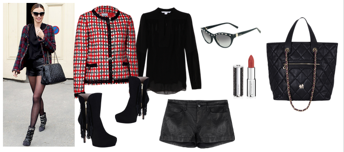 Copia el look: chaqueta de cuadros y shorts de cuero