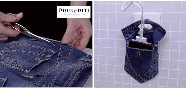 DIY: soporte denim para sujetar tu móvil mientras carga