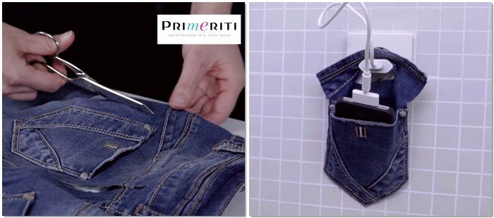 DIY: soporte denim para sujetar tu móvil mientras carga